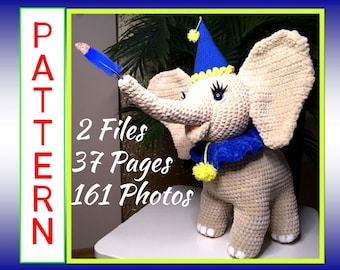 Crochet Elephant Pattern, Amigurumi Elephant English PDF, Amigurumi Toy Tutorial, Amigurumi Elephant Gift Pattern, Stuffed Animal Pattern