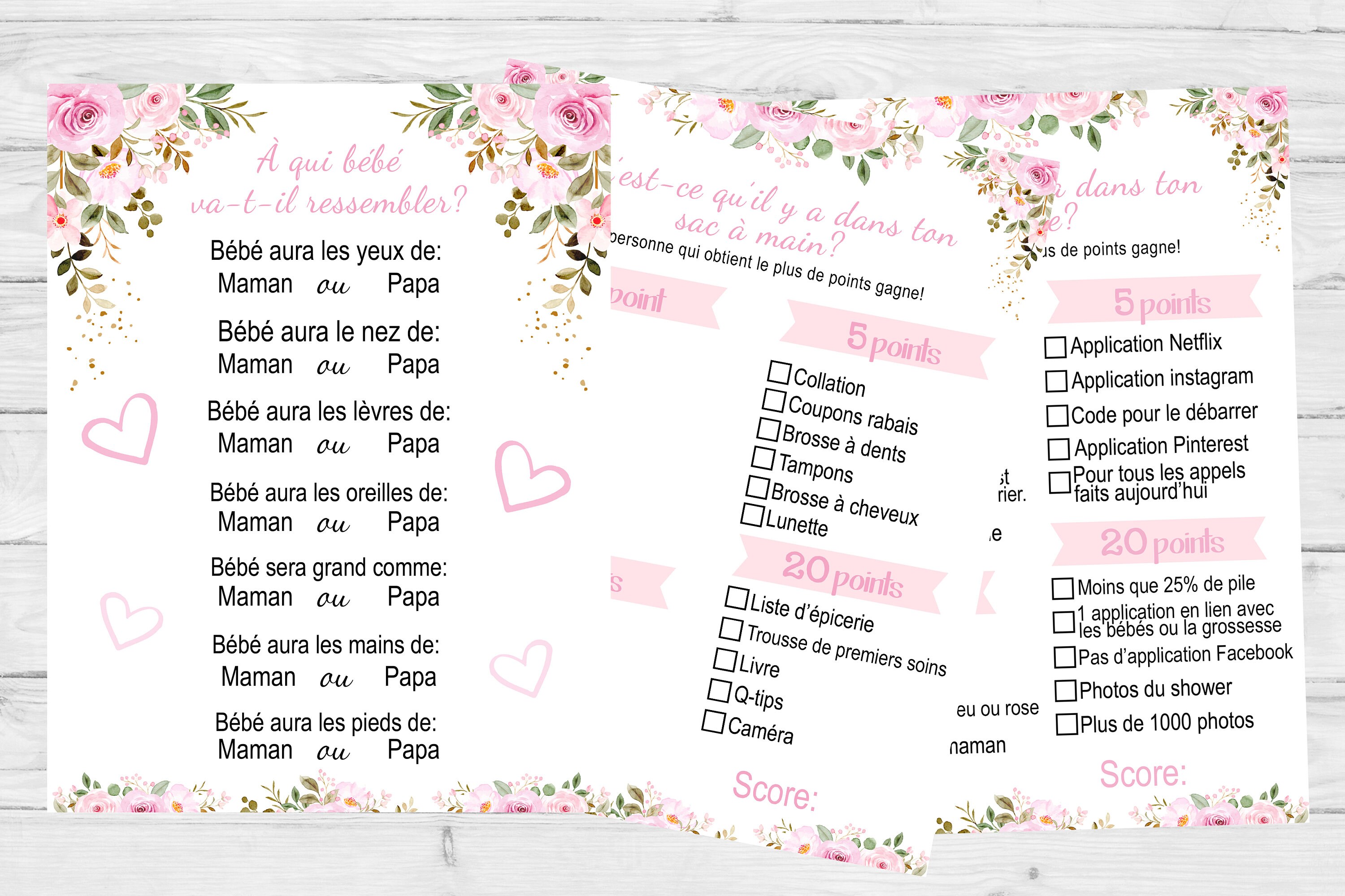 30 Games for Babyshower in French Floral Theme Baby Shower Etsy