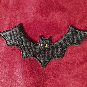 Black Flying Bat Embroidered Patch Iron On