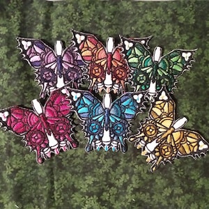 Stained Glass Gothic Butterfly Embroidered Patch Iron On Patches