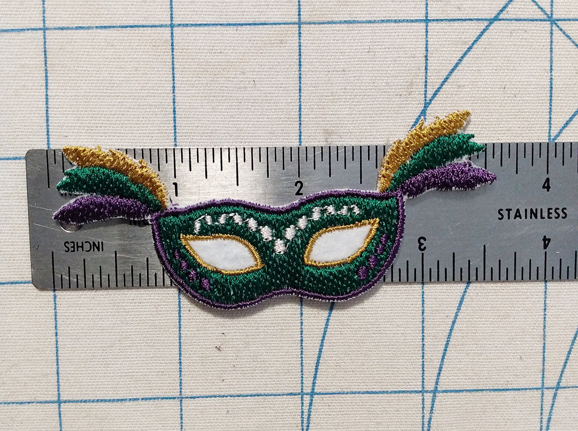 Mardi Gras Mask Embroidered Iron On Patch 