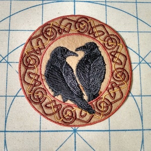 Hugin and Munin Embroidered Patch Odin&#39;s Ravens Iron On
