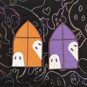 Hallowen Ghosts in Window Embroidered Patch Iron On Sew On