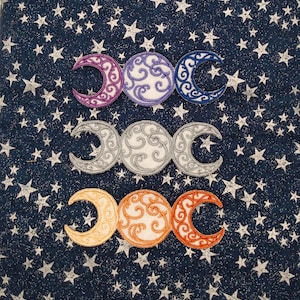 Triple Moon Goddess Embroidered Patch Iron On