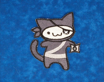 Ninja Kitty Embroidered Patch Cat Iron On
