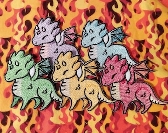 Charmed Dragon Iron On Embroidered Patch