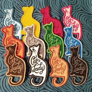 Cat Lady Embroidered Patch Iron On Patches