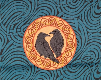 Hugin and Munin Embroidered Patch Odin's Ravens Iron On