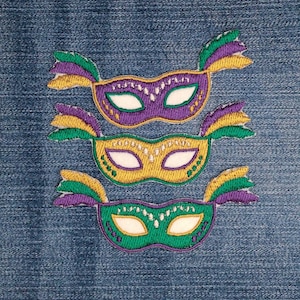 Mardi Gras Embroidered Feathered Mask Patch Iron On Patches