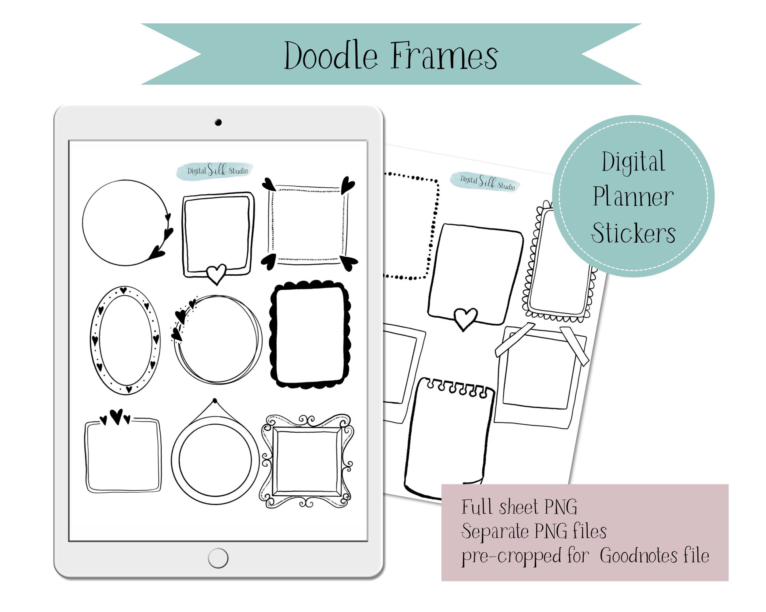 Bullet Journal Doodle Rahmen Digital Planner Aufkleber Clip Etsy