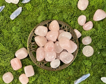 Rose Quartz Tumbled Crystal, Natural Polished Rose Quartz Pocket Stone, “A” Grade