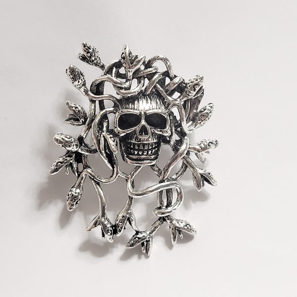 Skeleton Head and Snakes Brooch