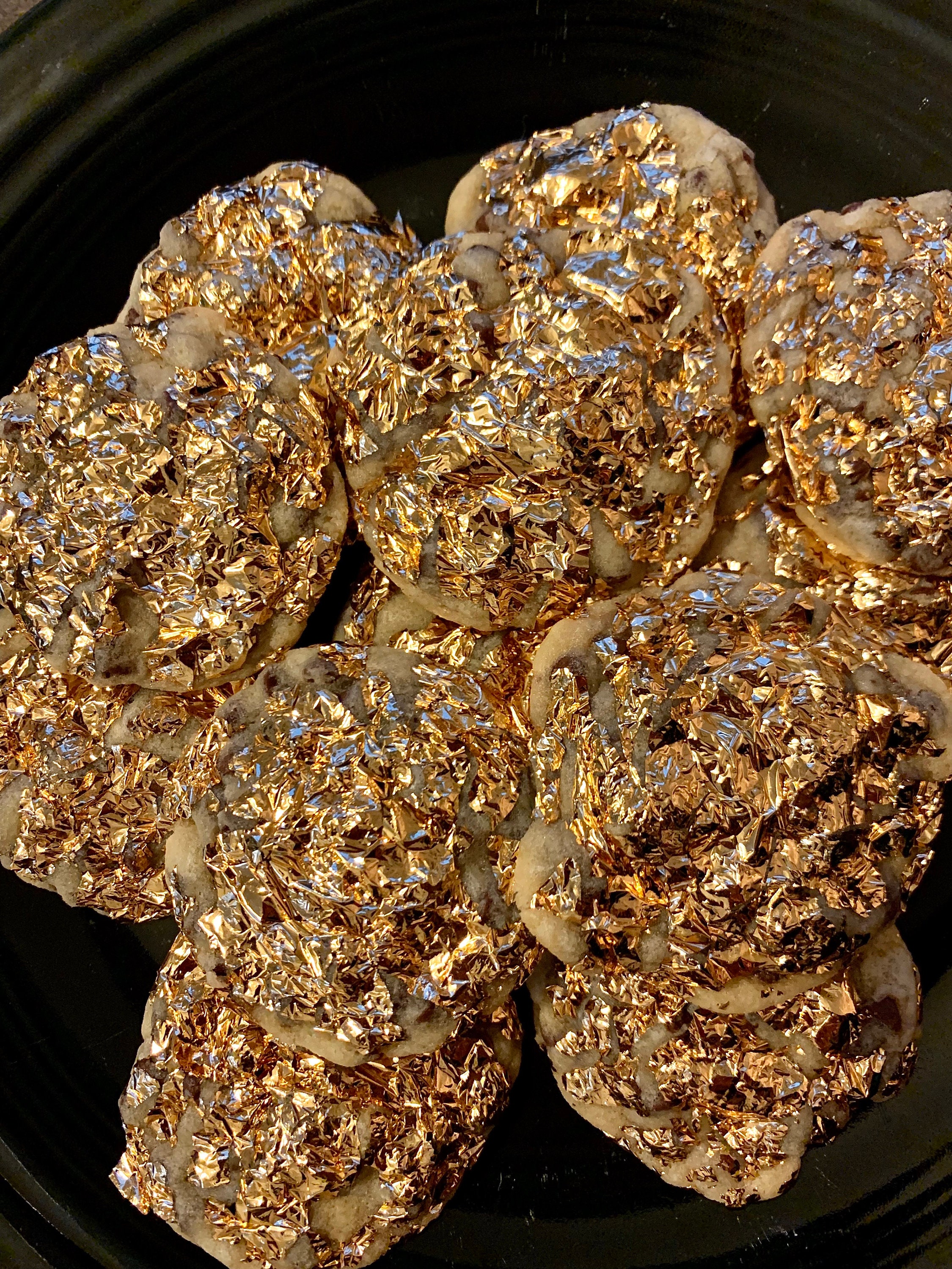 12 Mostly Organic 24k Edible Gold Leaf Wrapped Chocolate Chip Cookies ...