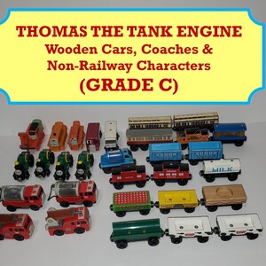 Thomas the Tank Engine Wooden Toys: Coaches, Cars, and Non-Railway Characters (GRADE C) (See pictures)