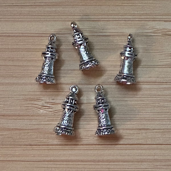 5 piece Silver Lighthouse Charms (SC236)