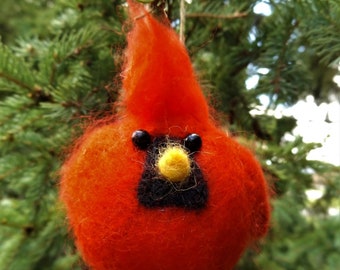 Cardinal Christmas Ornament - red wool felt