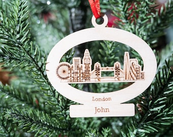 Personalisierter London Ornament, London England Skyline City Weihnachtsschmuck, Weihnachtsgeschenk Für Weihnachten, Geschenkideen für Weihnachten