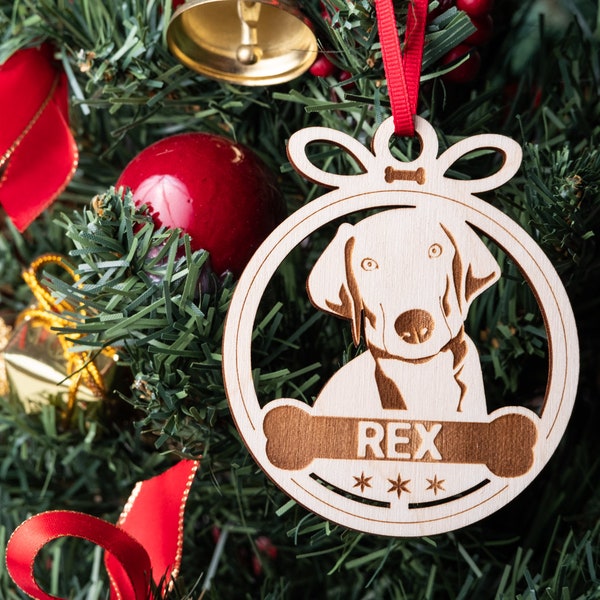 Weimaraner Christmas Ornament, Personalized Dog Memorial Gift, Holiday Ornament Gift