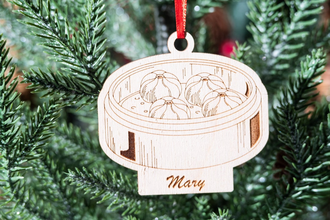Personalized Steamed Dumpling Ornament, Chinese Dim Sum Christmas