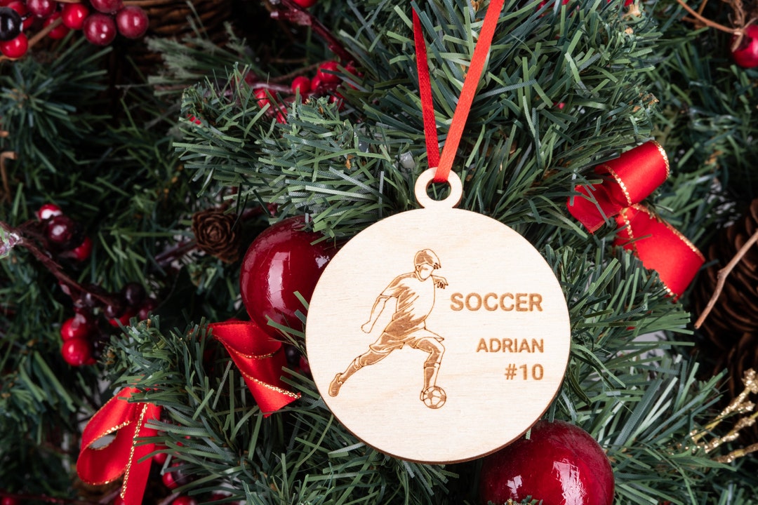 Personalized Soccer Player Christmas Ornament Custom Name Etsy