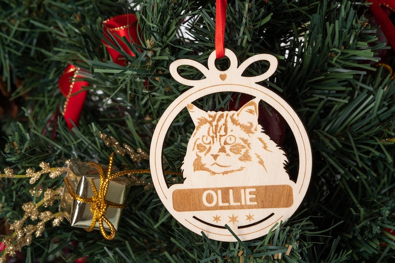 Maine Coon Cat Christmas Ornament Personalized Custom Name Etsy
