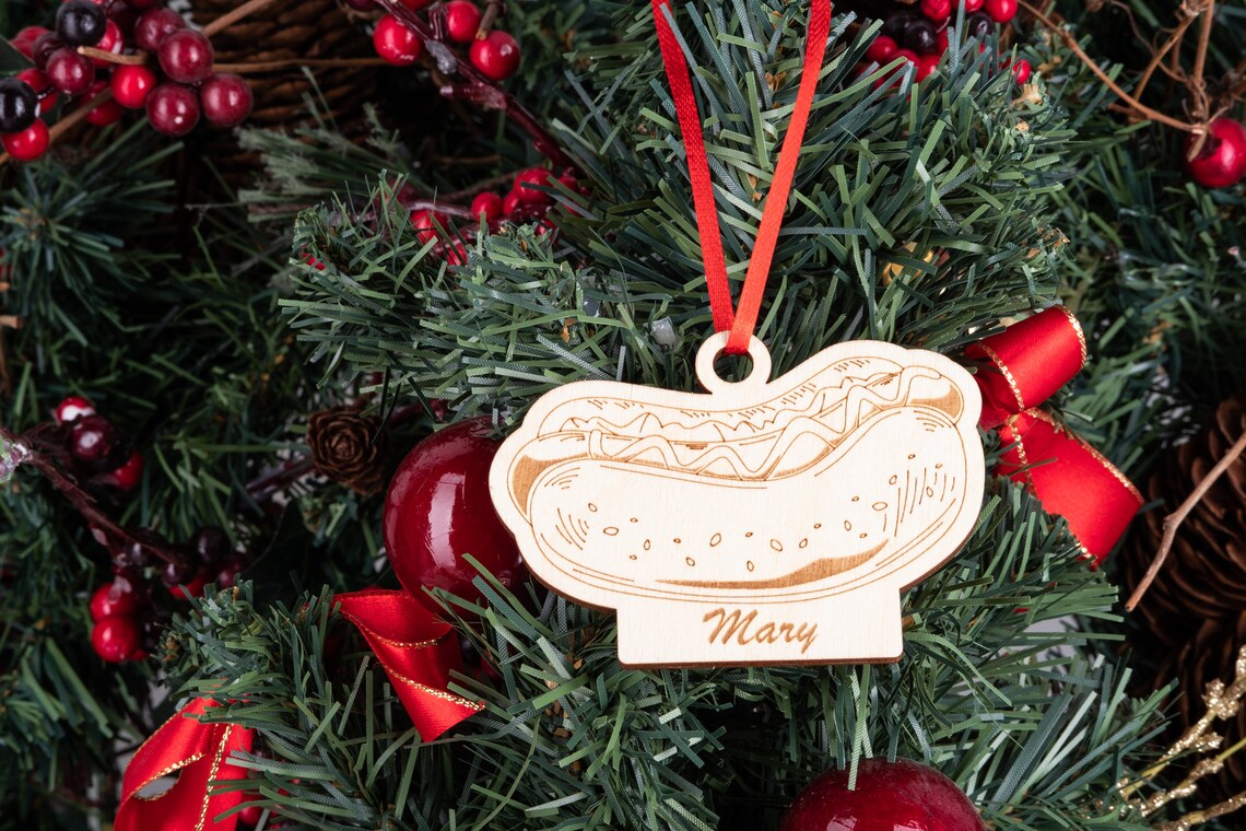 Personalized Hot Dog Christmas Ornament Sandwich Hot Dog Etsy