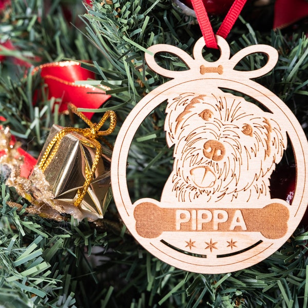 Wheaten Terrier Ornament Personalized, Dog Christmas Ornament, Custom Name Holiday Ornament
