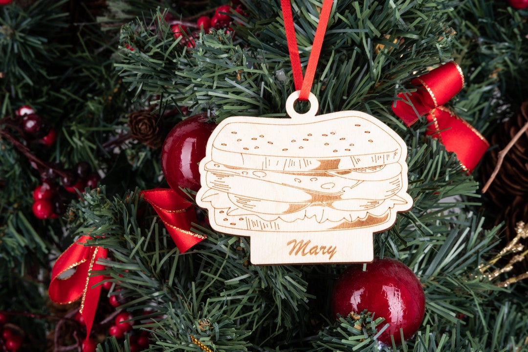 Personalized Sandwich Christmas Ornament, Holiday Ham and Grilled