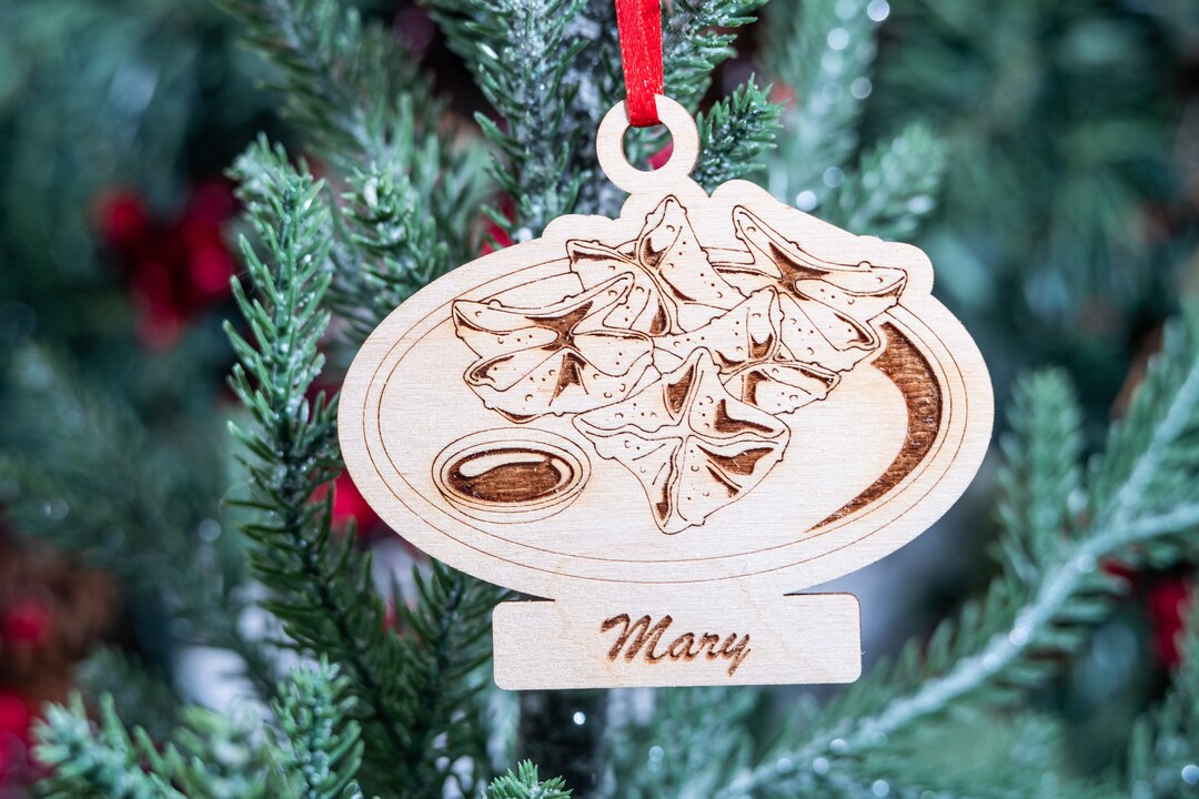 Personalized Fried Crab Rangoon Wooden Ornament, Holiday Asian Food