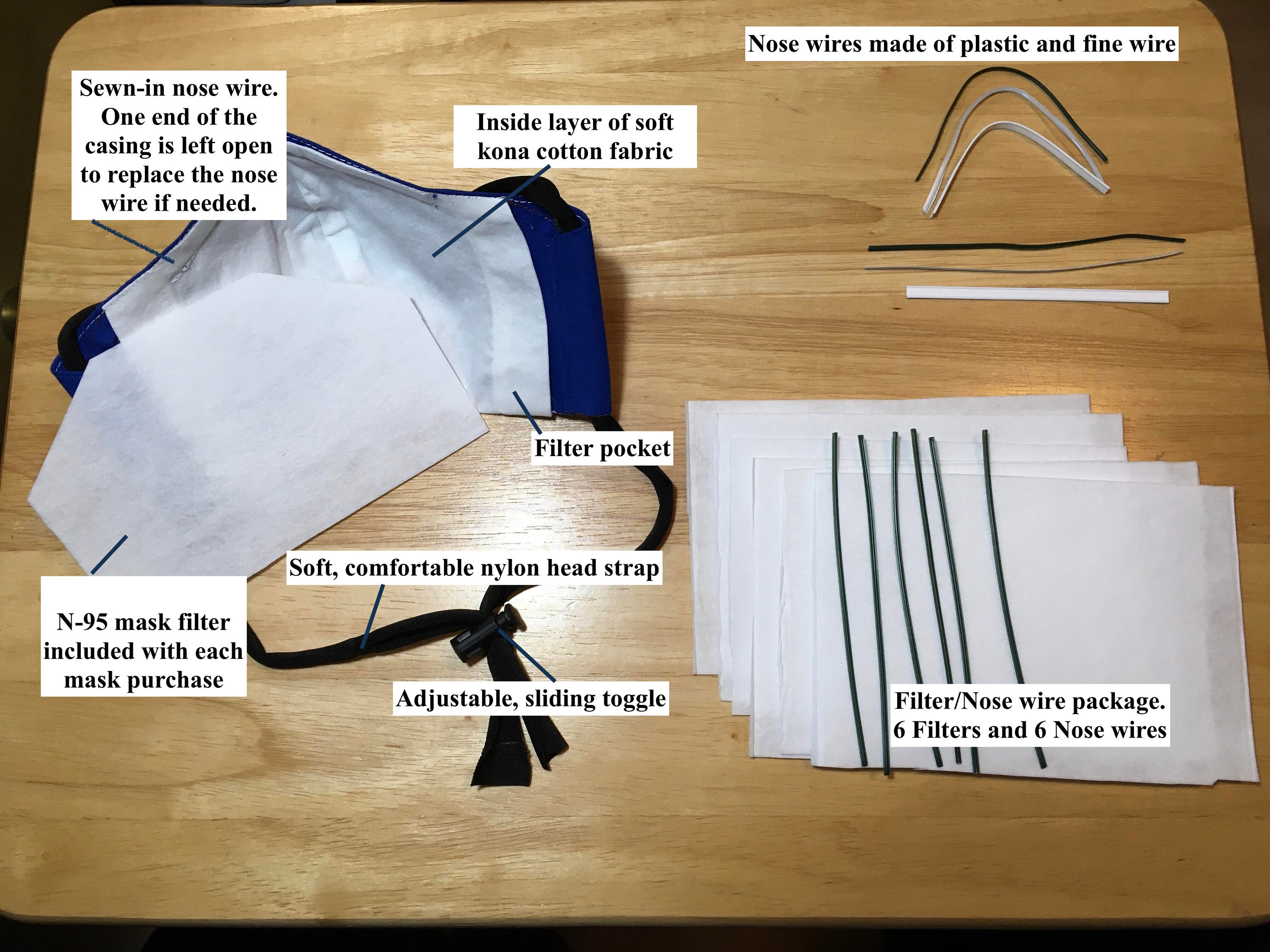 Over the Head Face Masks in Medium, Large & Exlarge . 2 Layers of