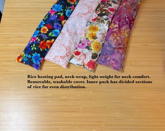 Rice Heating Pad, Neck wrap, Light weight for neck comfort, Microwavable Heat Pad, Washable cover, Unscented, Neck pain injury therapy