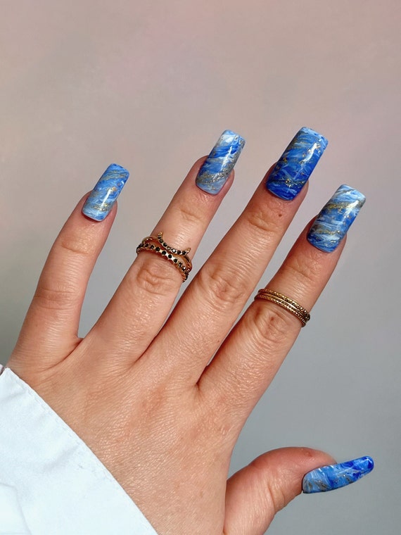 Blue Marble Press on Nails. Click for Details. - Etsy Australia