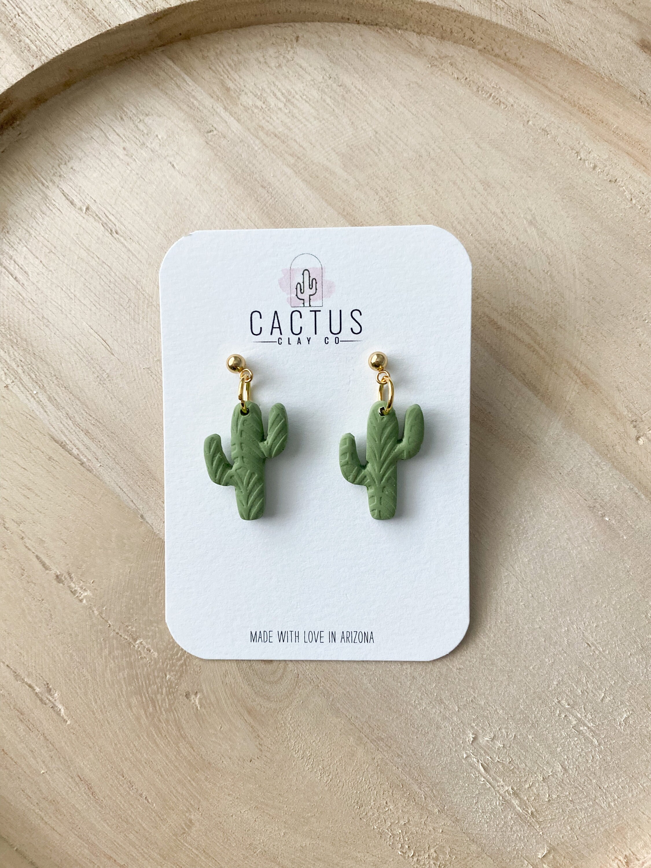 Cactus clay earrings deals
