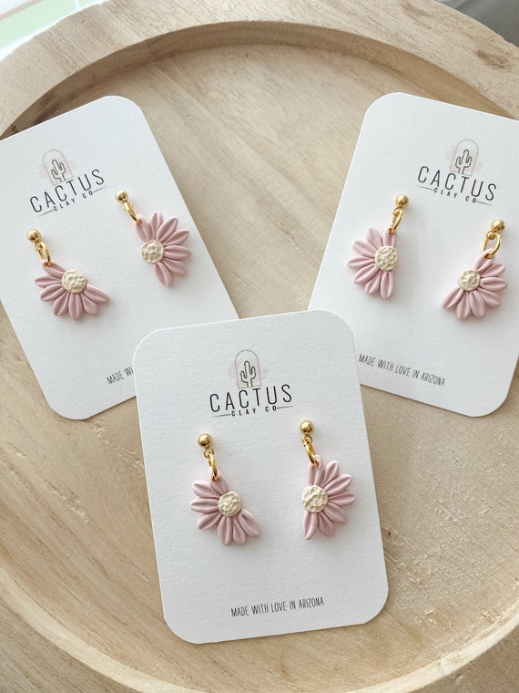 BLUSH HALF CIRCLE Clay Earrings Etsy Canada
