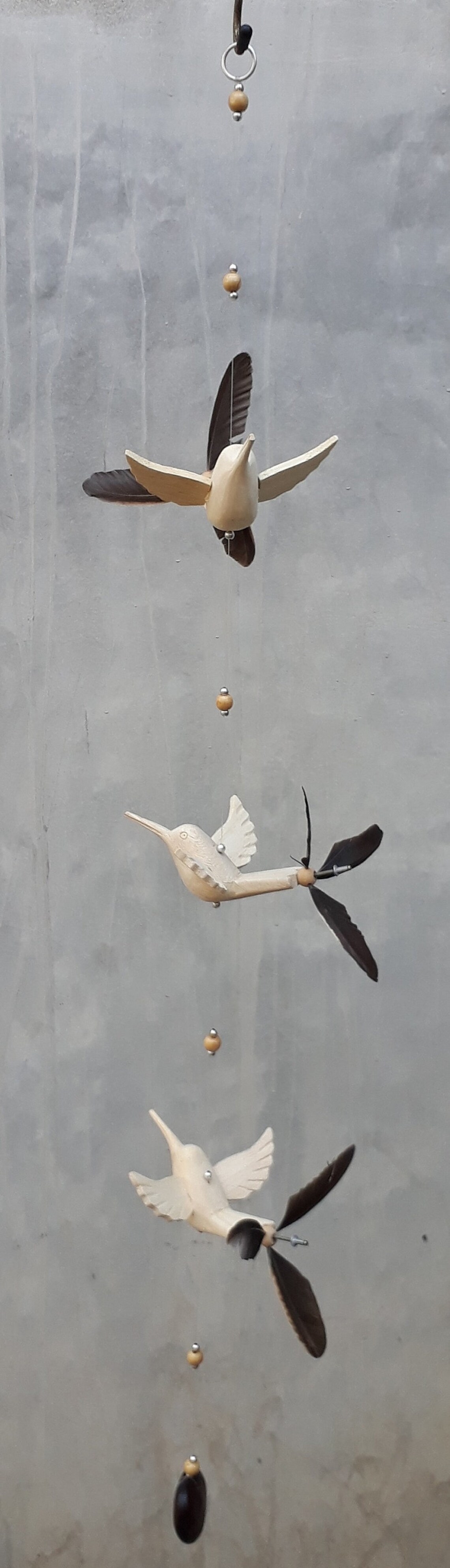3 Pájaro humming blanco volador con plumas de viento campanas | Etsy