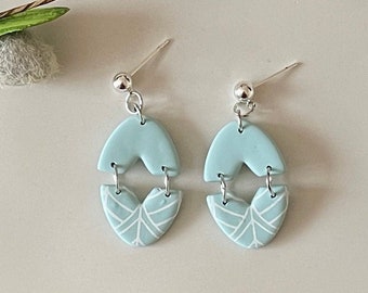 Handmade polymer clay earrings sea glass lightweight studs