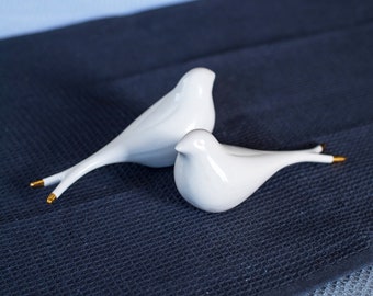 Ceramic swallow bird white & gold handmade for home decor or special gift,designer housewarming gift,unique wedding gift,gift for her,eco