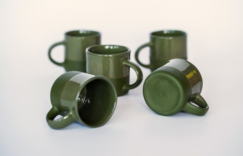 Ceramic Espresso Cups Set GREEN Olivecoffee Lover Gifttiny Etsy