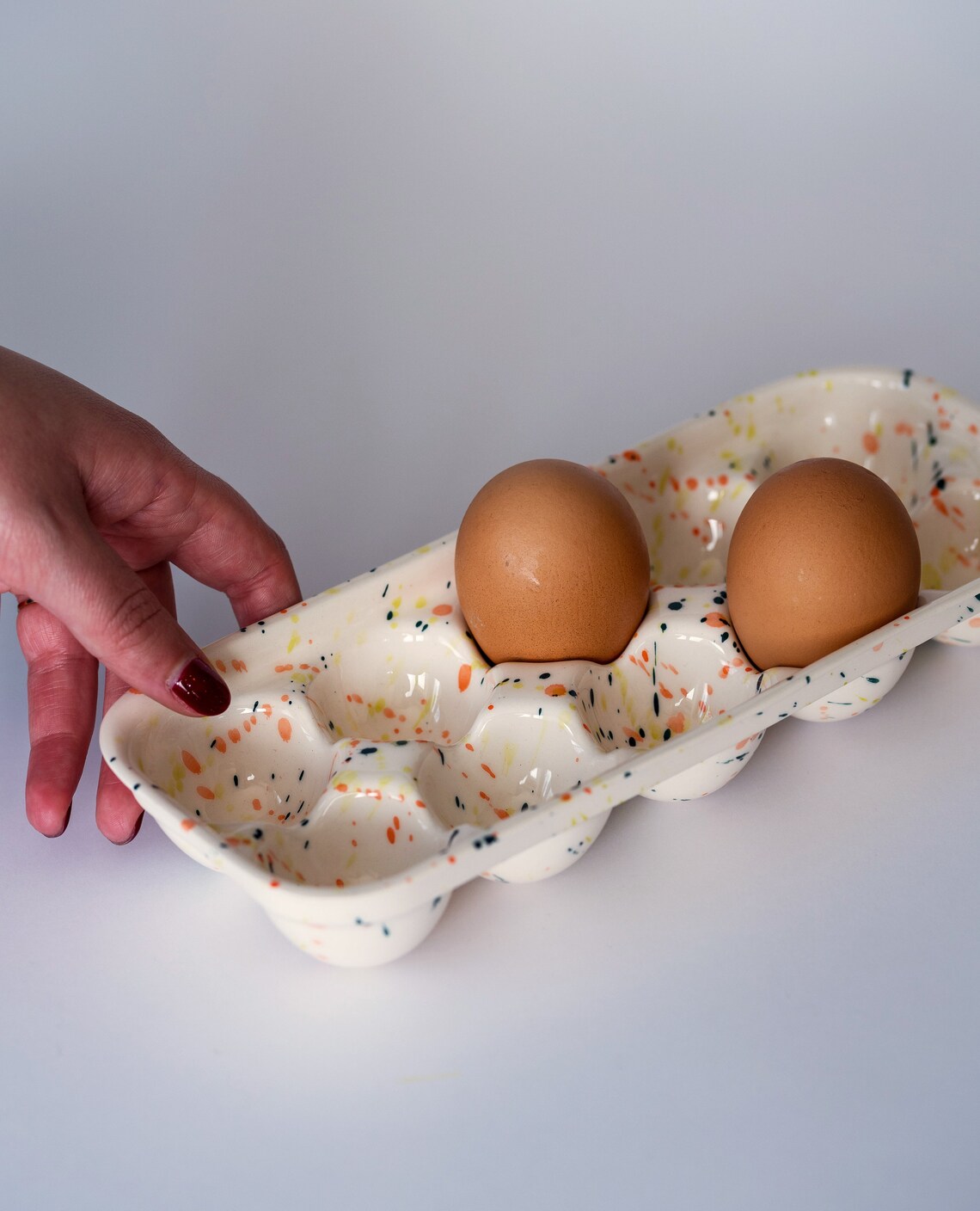 Ceramic Handmade Egg Tray With Rainbow Splashes for 10 Etsy