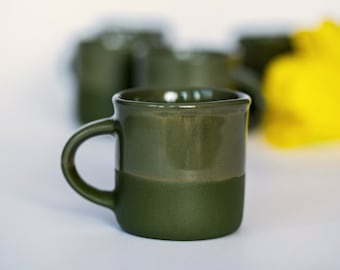 Ceramic espresso cups set GREEN OLIVE,Coffee lover gift,Tiny handmade coffee cup,Coffee shop,Coffee Tumbler,Macchiato cup,Kitchen gift,Green