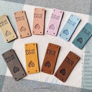 5x Handmade tags - made with love (1 of each design)