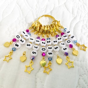 Crochet Stitch Markers - 10 pieces, stars & hearts