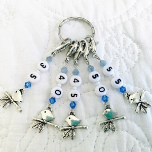 Birds | Crochet Stitch Markers | Numbered Hook Size Markers | 5 pieces