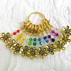 Flower - Crochet Stitch Markers | Numbered Hook Size Markers | 10 pieces