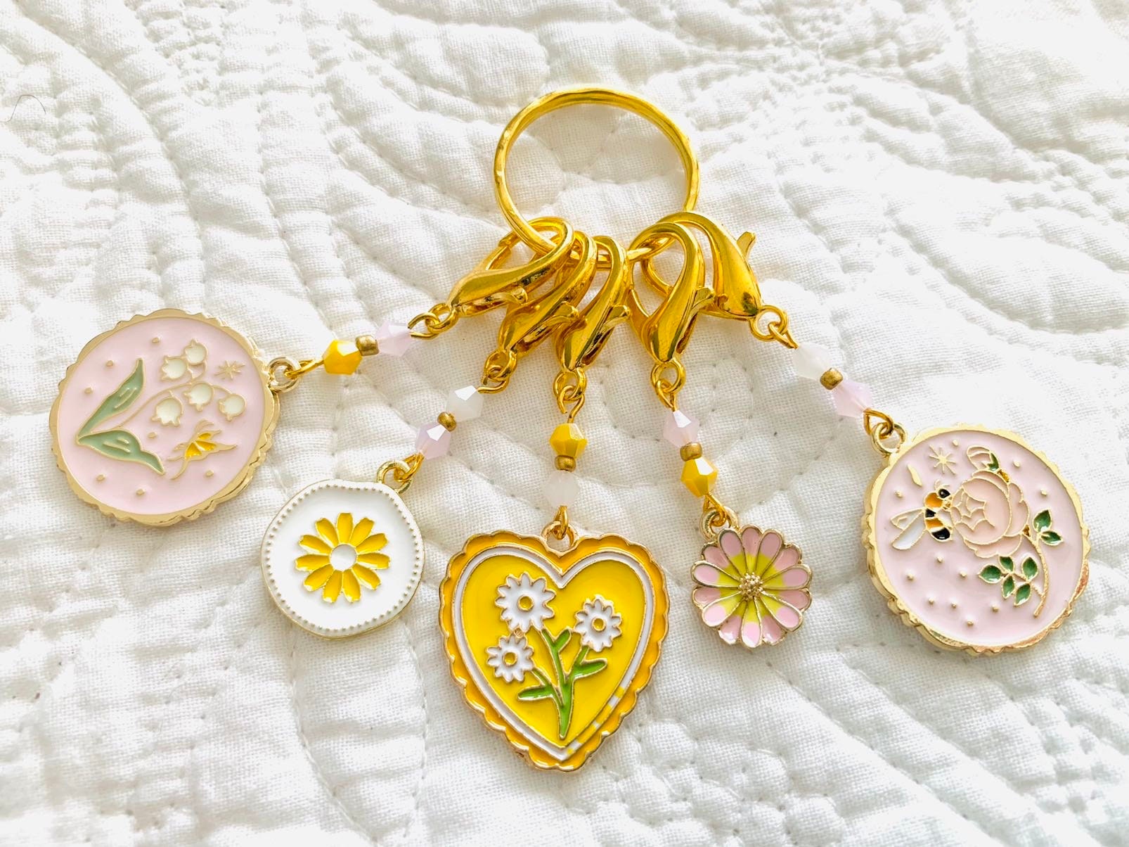 Garden Bee Stitch Markers, 5 pieces
