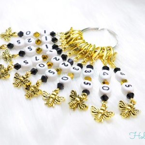 Bee - Crochet Stitch Markers | Numbered Hook Size Markers | 10 pieces