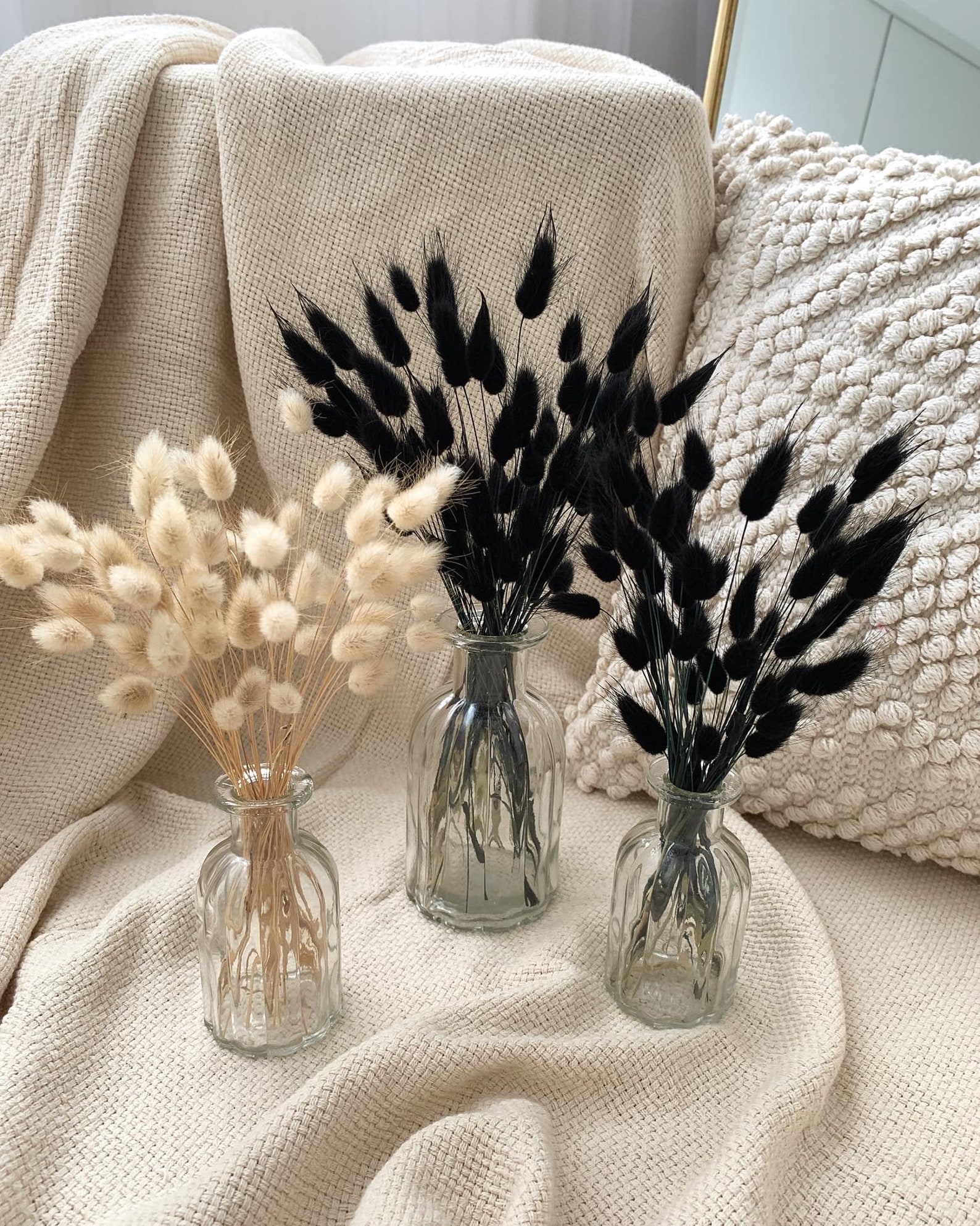 Bunny tails in a vase/ Fluffy bunny tails/ Black Natural Beige Etsy