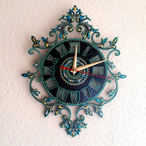 Clock for home Clock in a carved frame Wall Clock Exclusive handemad Wooden Clock Clock with wooden patterns Clock with patterns
