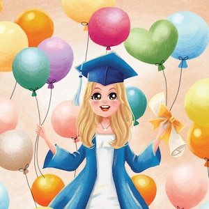 Retrato de formatura personalizado, presente especial de formatura, ilustração de formatura, presente exclusivo de formatura, cartão de felicitações de formatura, ilustrador