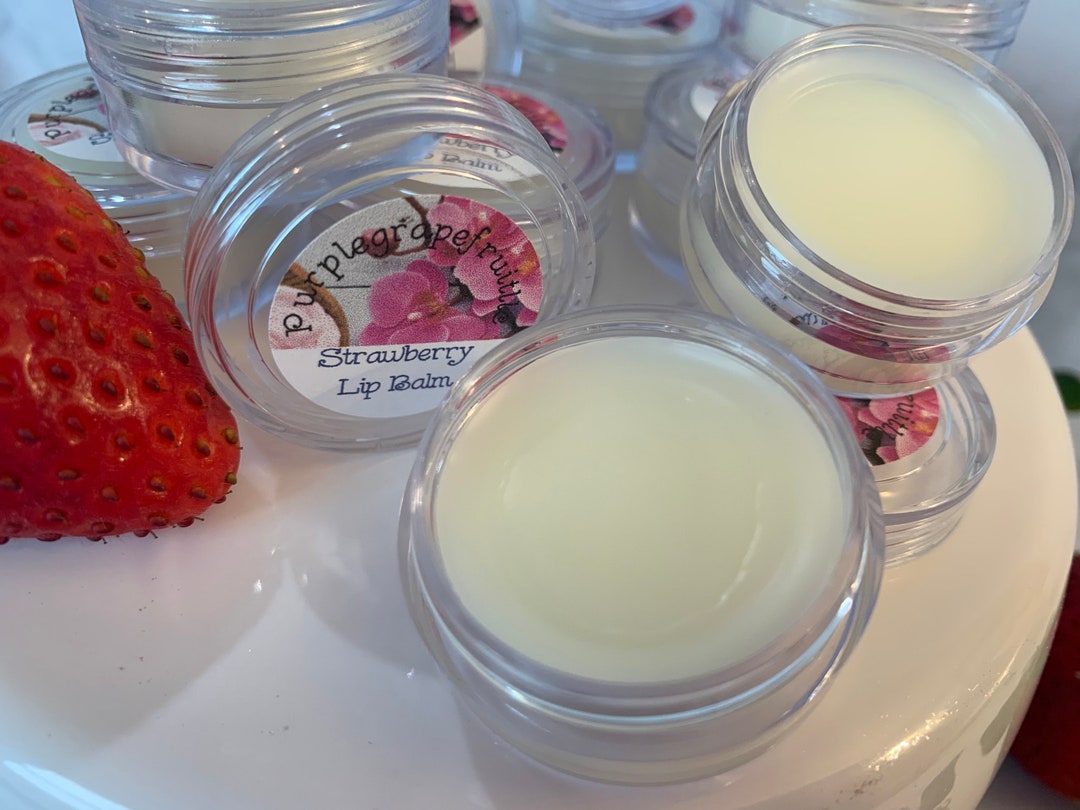 BEESWAX STRAWBERRY Lip BALMS, Kukui Nut Oil & Beeswax Lip Balms, Lip